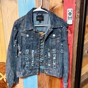🔥 Distressed Statement Denim Jacket – BAZL Collection (Size L)🔥​